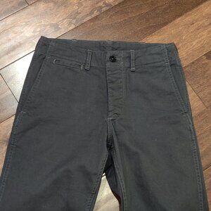 Buck Mason Officer Pant Slub Twill Grey Tapered Leg SIZE 28